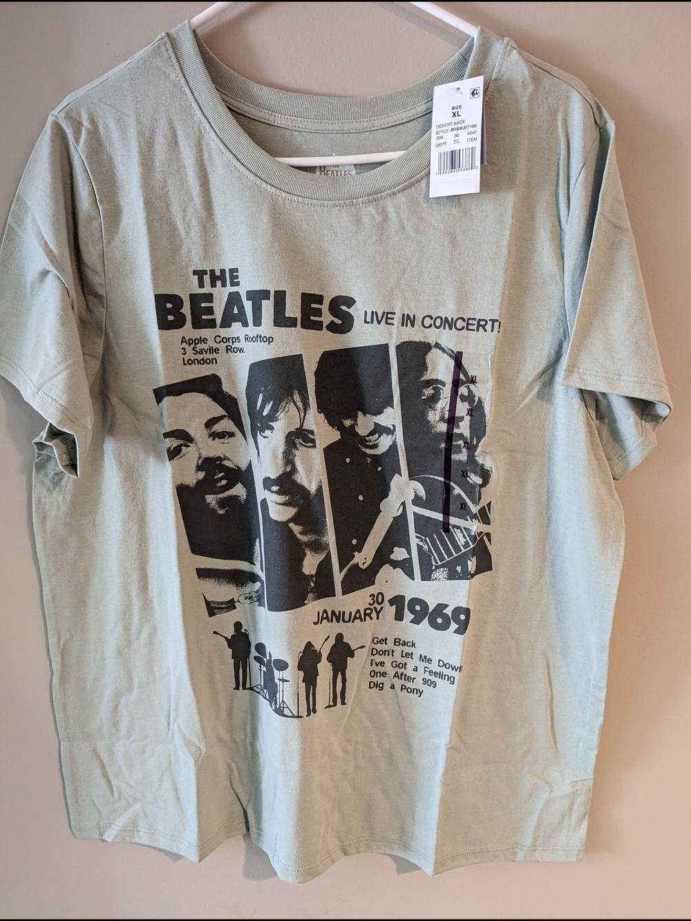 NWT- The Beatles Graphic Tee in Light Sage